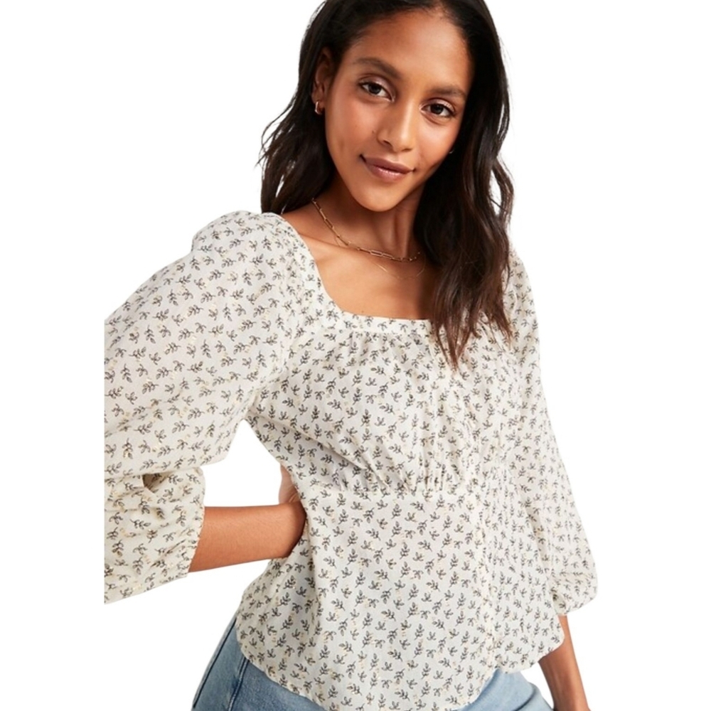 Old Navy Long Sleeve Button Front Poet Blouse White Size XL